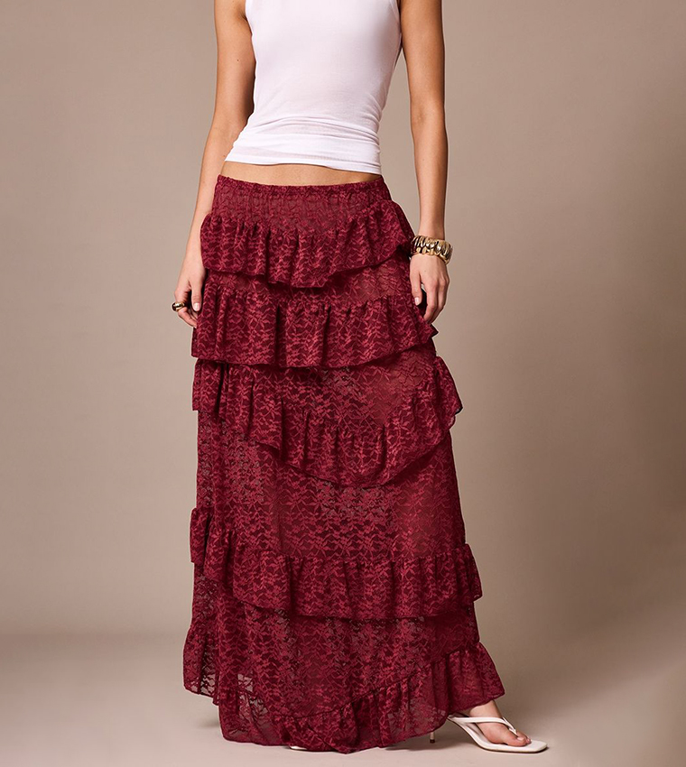 Lace Floaty Layered Maxi Skirt