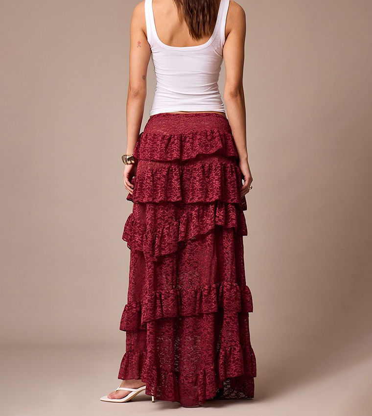 Lace Floaty Layered Maxi Skirt