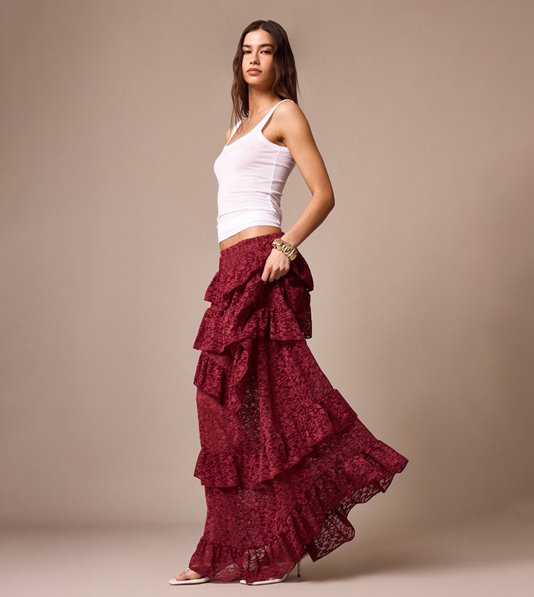 Lace Floaty Layered Maxi Skirt