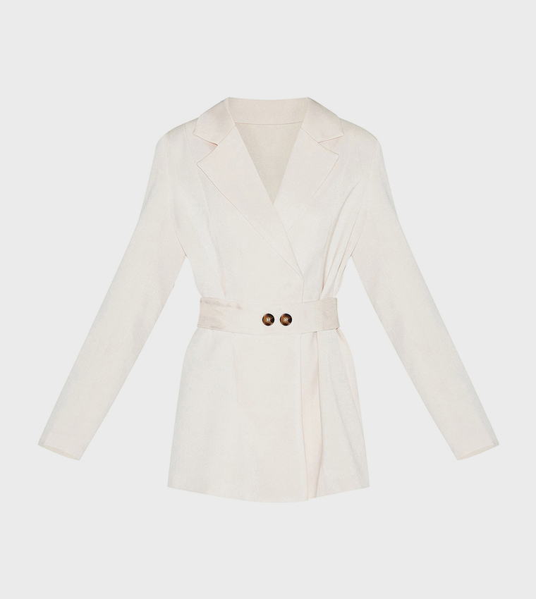 Structured Belted Mini Blazer Dress