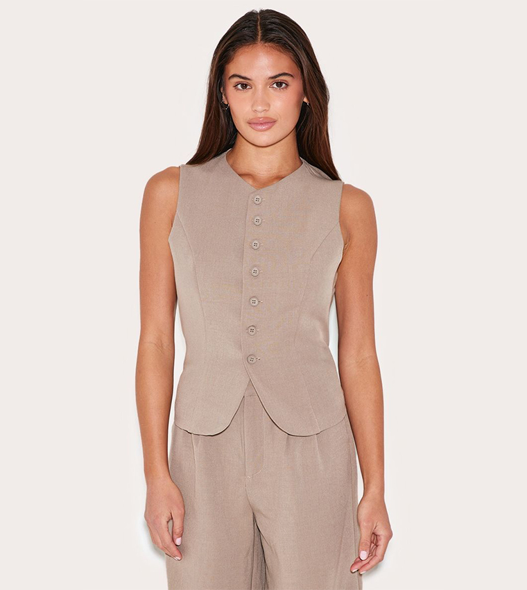Solid Sleeveless Waistcoat