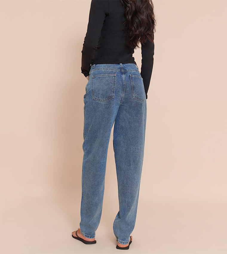 Tall Washed High Waist Mom Fit Jeans