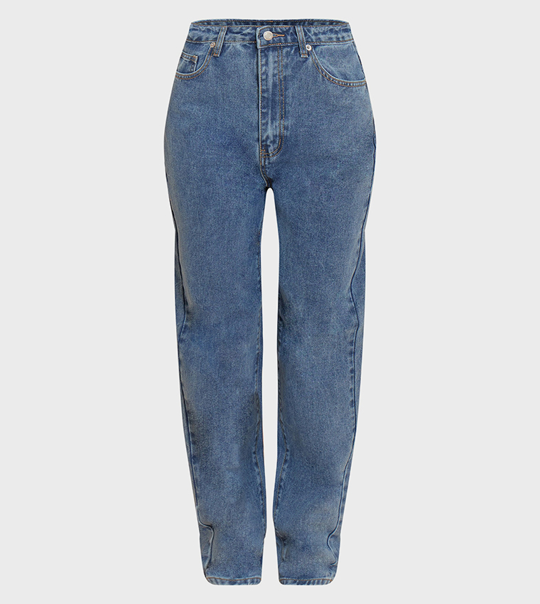 Tall Washed High Waist Mom Fit Jeans