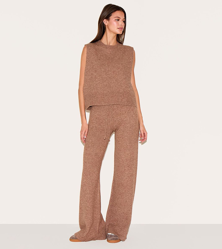 Mocha Marl Soft Knit Sleeveless Top