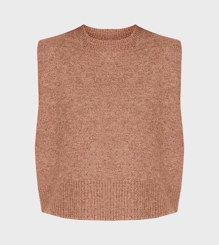 Mocha Marl Soft Knit Sleeveless Top