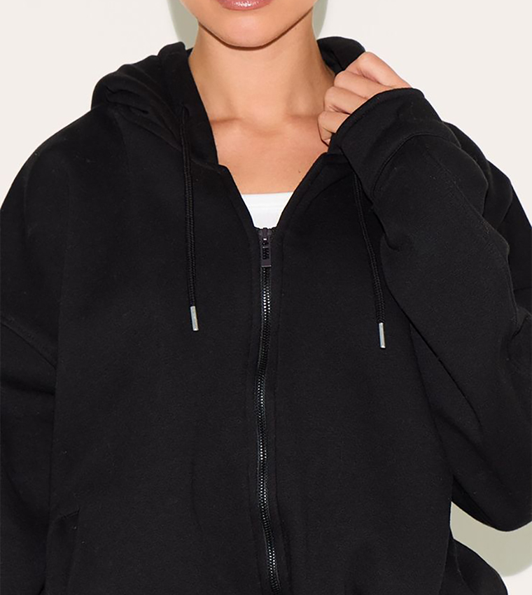 Zip-Through Toggle Waist Oversized Jacket