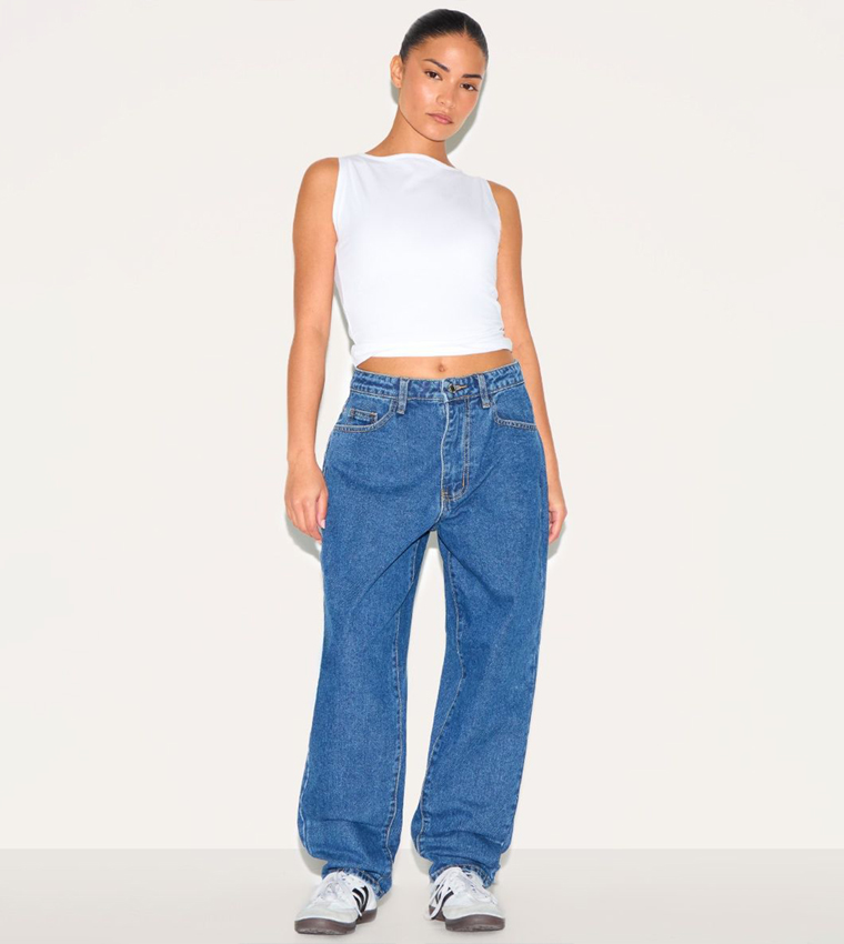 Petite High Waist Mom Fit Jeans