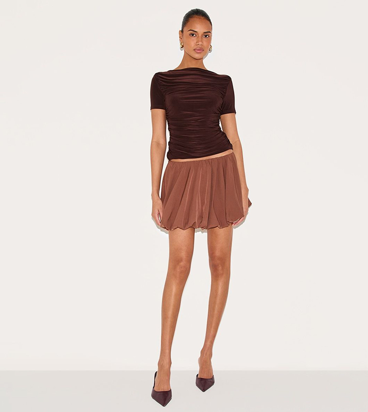 Solid Puffball Mini Skirt