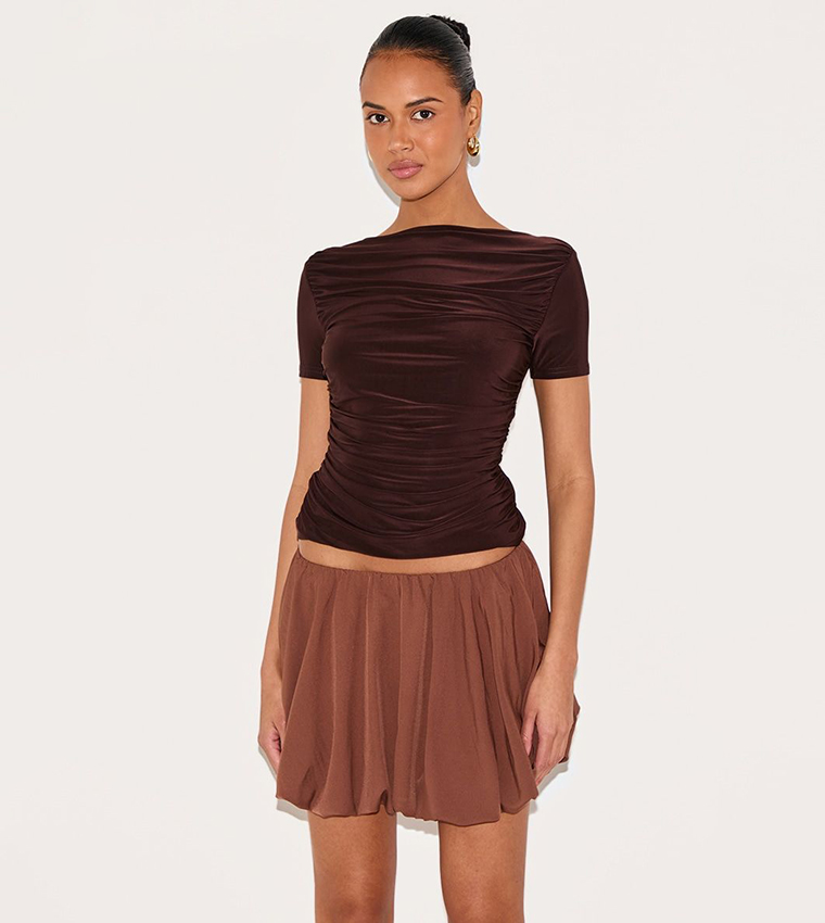 Solid Puffball Mini Skirt