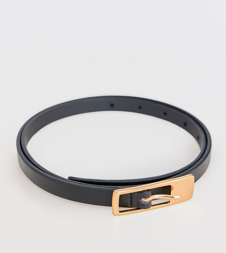 Square Buckle Skinny Belt