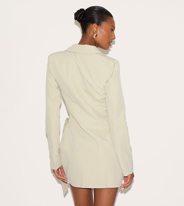Plunge Tie Side Mini Blazer Dress