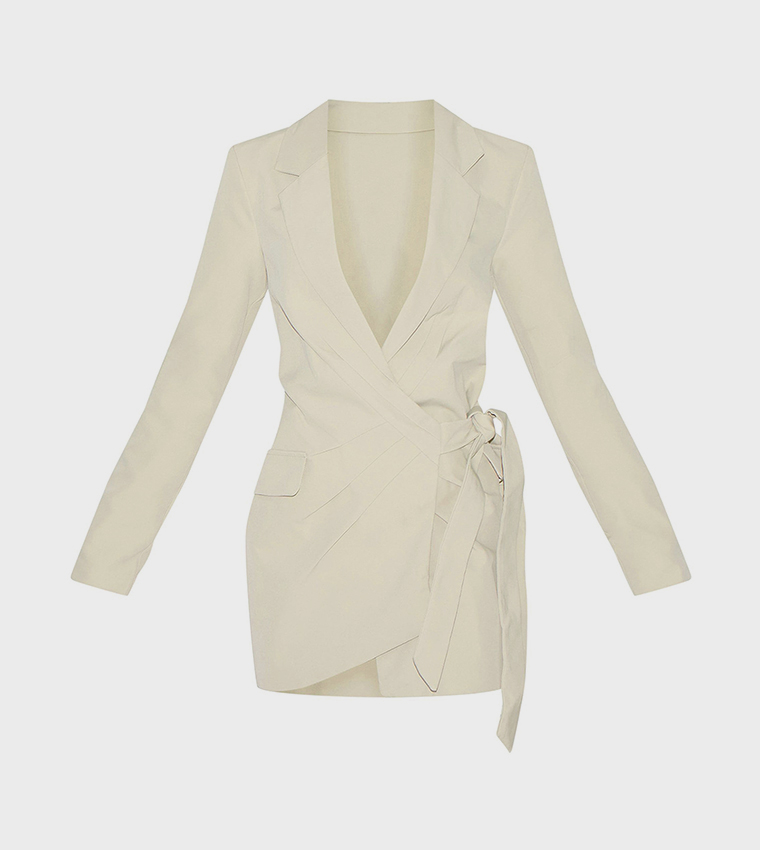 Plunge Tie Side Mini Blazer Dress