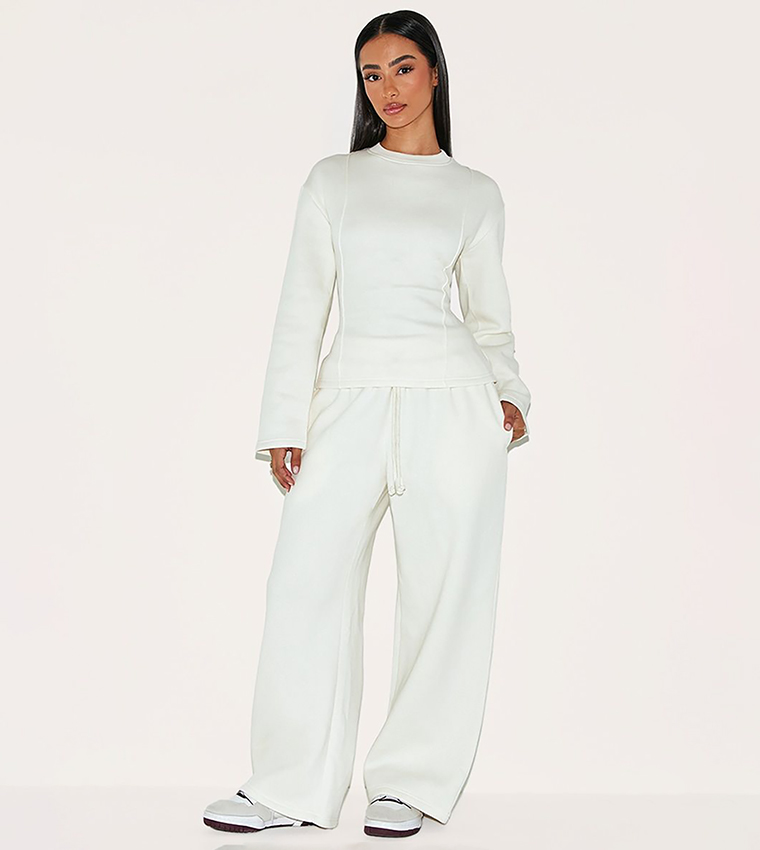 Petite Long Sleeves Waist Cinched Sweatshirt