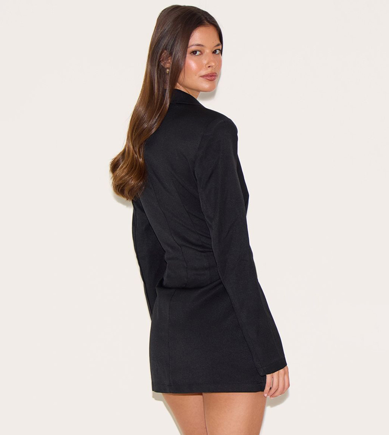 Tailored Button Up Pocket Detail Mini Dress