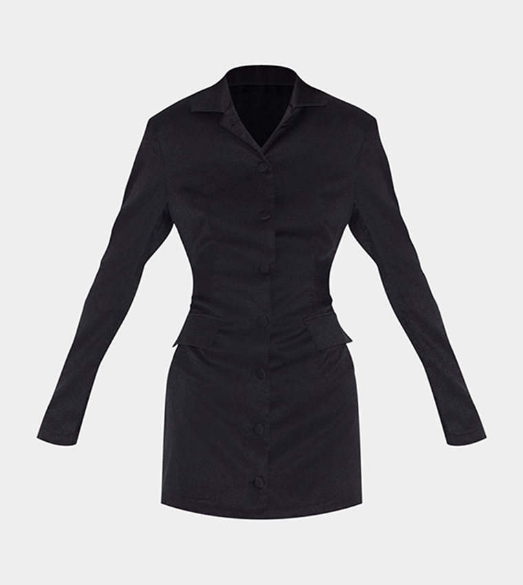 Tailored Button Up Pocket Detail Mini Dress