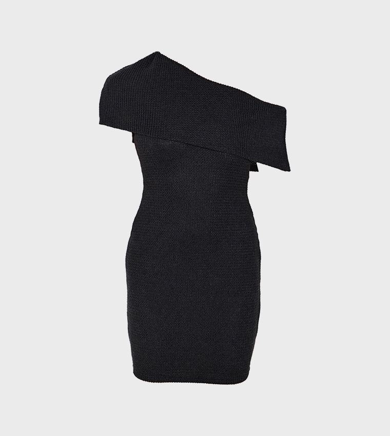 Brushed Rib Asymmetric Bodycon Dress