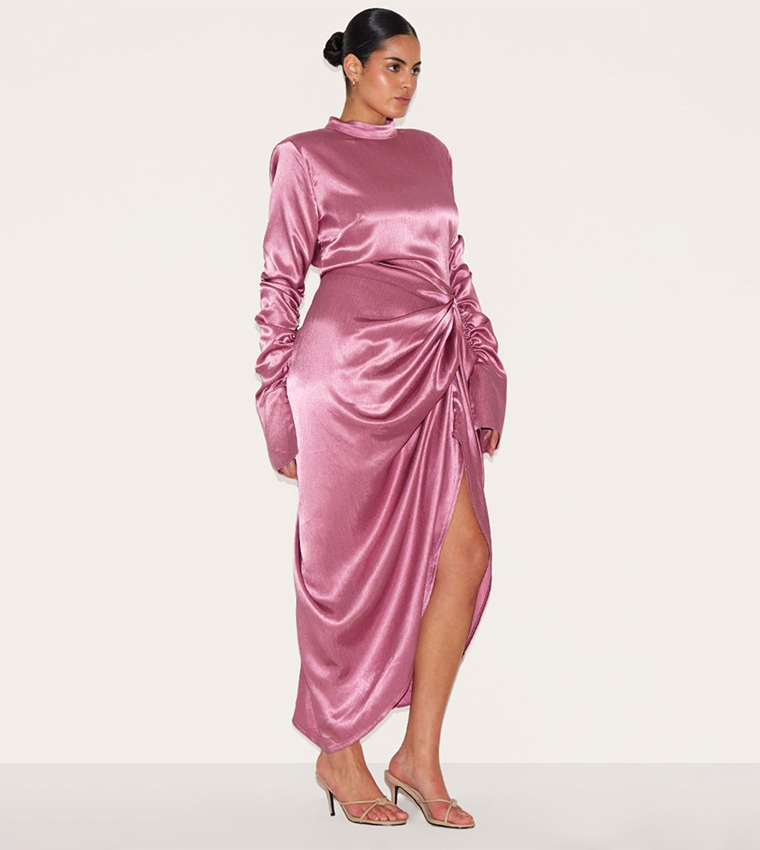 pretty little thing pink satin dress Pink Satin Dresses