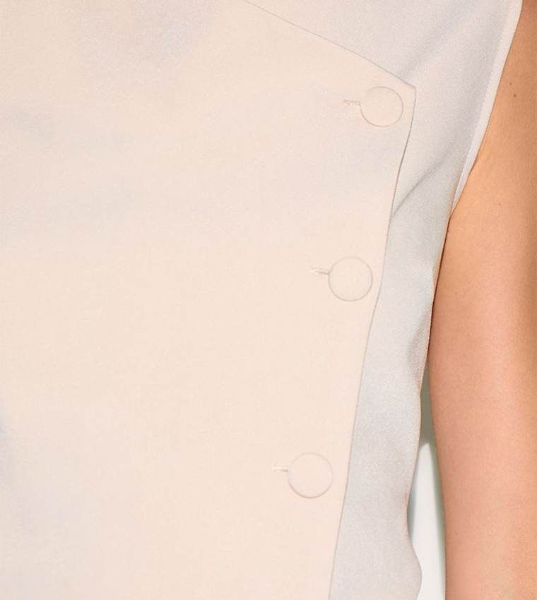 Tailored Woven Asymmetric Button Detail Playsuit