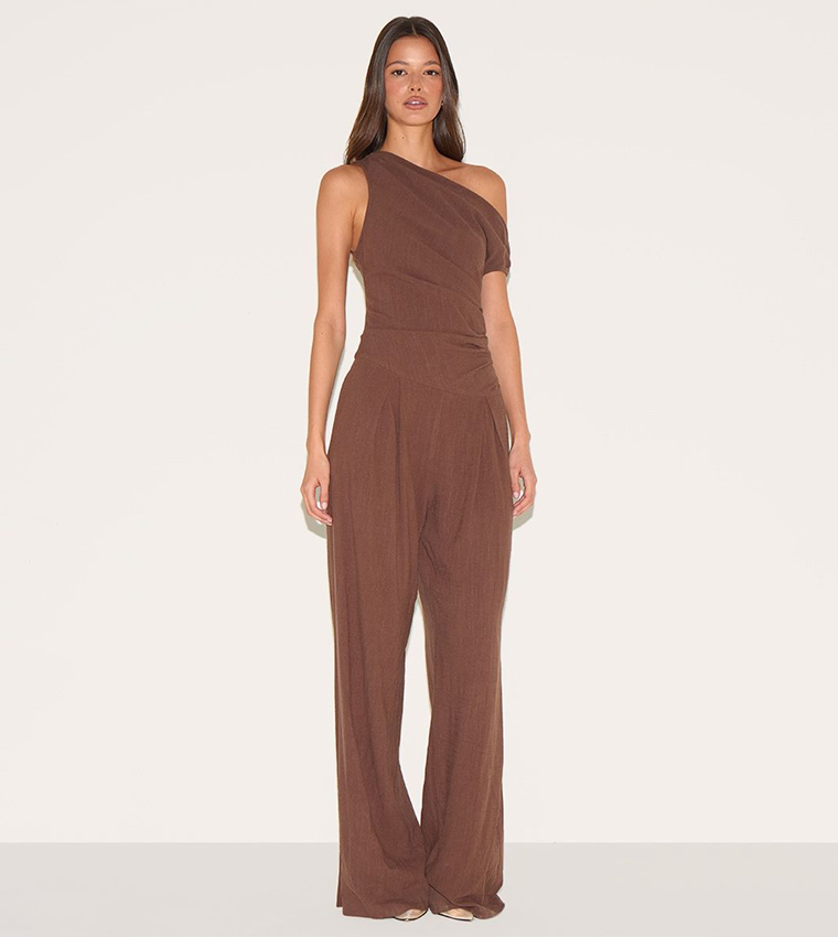 Twist Asymmetric Shoulder Jumpsuit