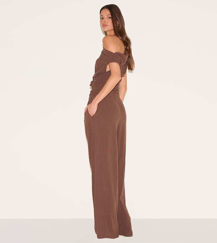 Twist Asymmetric Shoulder Jumpsuit