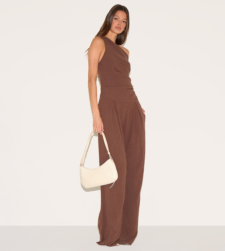Twist Asymmetric Shoulder Jumpsuit