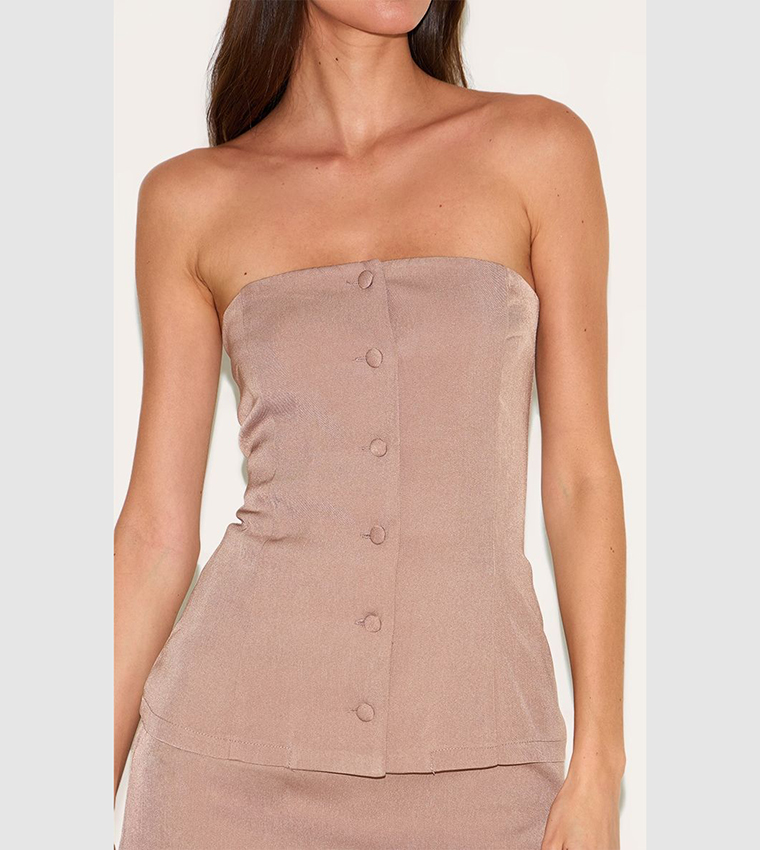 Bandeau Waistcoat Detail Bodycon Dress