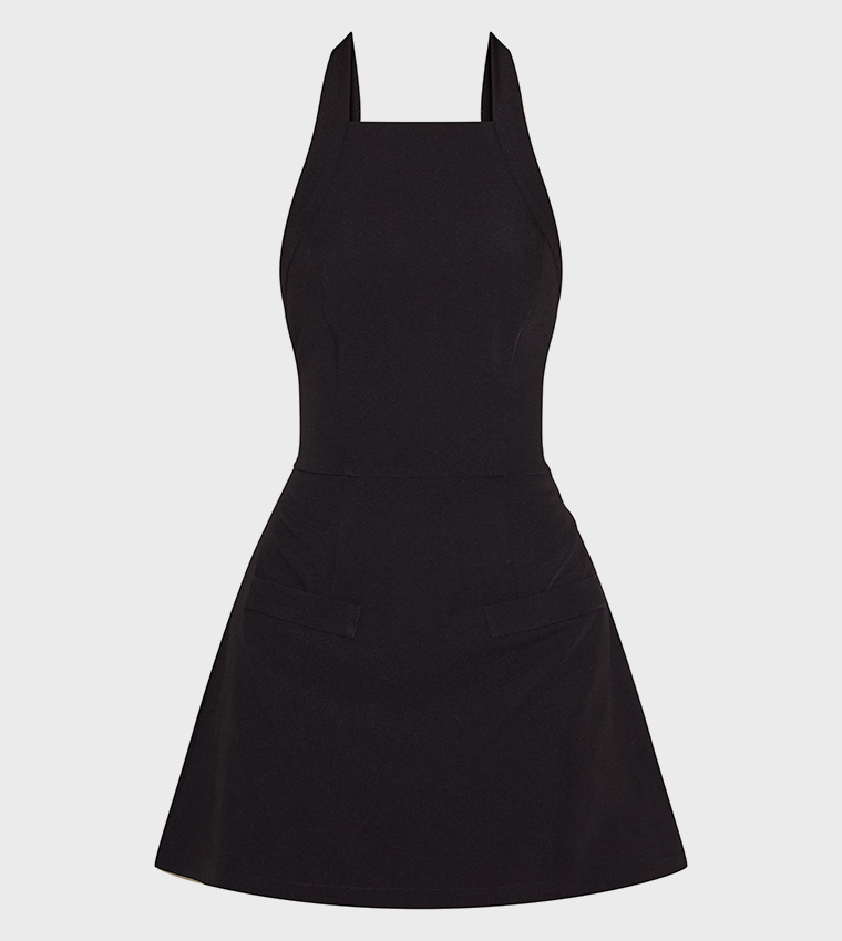 Solid Halterneck A-Line Mini Dress