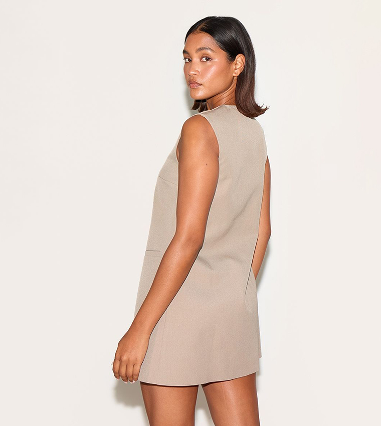 Solid Button Down A-Line Mini Dress