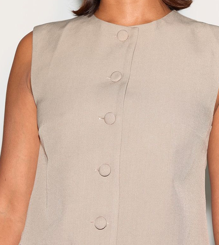 Solid Button Down A-Line Mini Dress