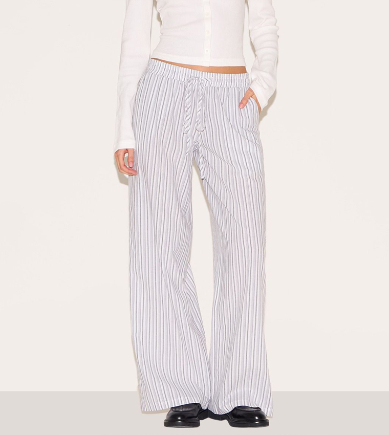 Pinstripe Low Waist Wide Leg Trousers
