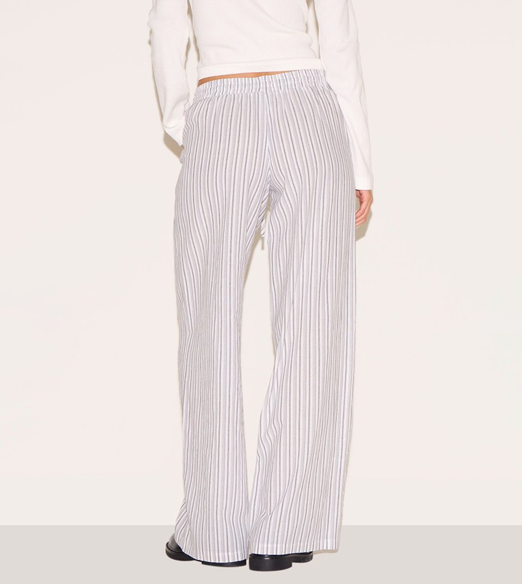 Pinstripe Low Waist Wide Leg Trousers