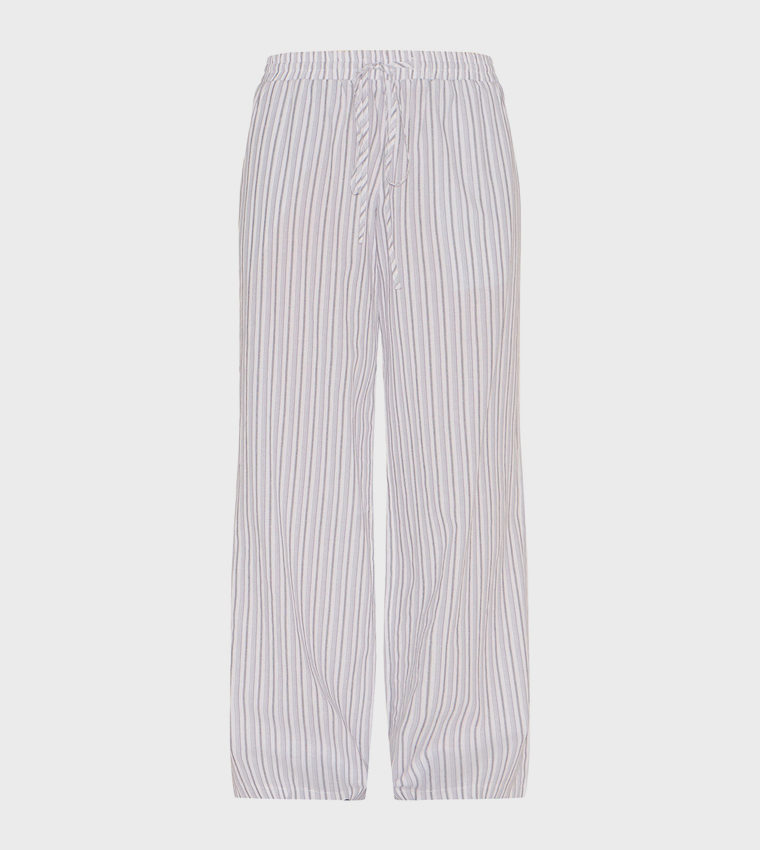 Pinstripe Low Waist Wide Leg Trousers