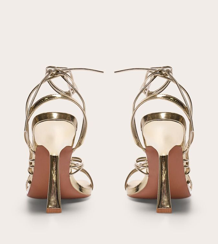 Square Toe Asymmetric Strappy Lace Up Heeled Sandals