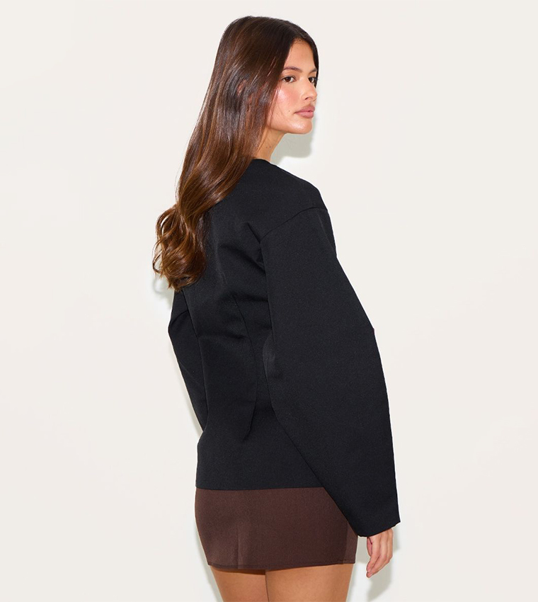 Cocoon Sleeves Cinched Waist Blazer