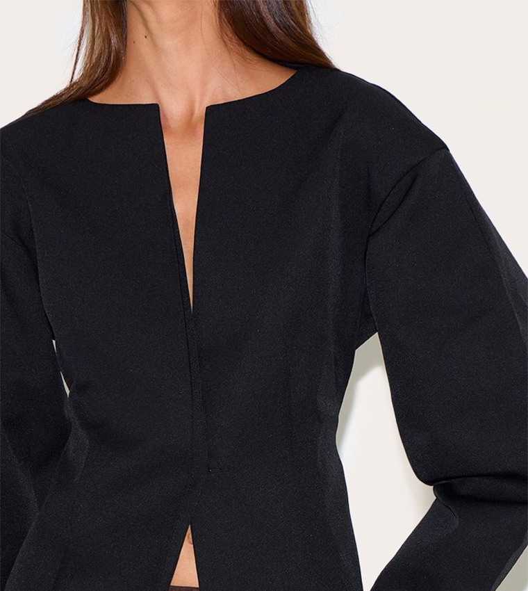 Cocoon Sleeves Cinched Waist Blazer