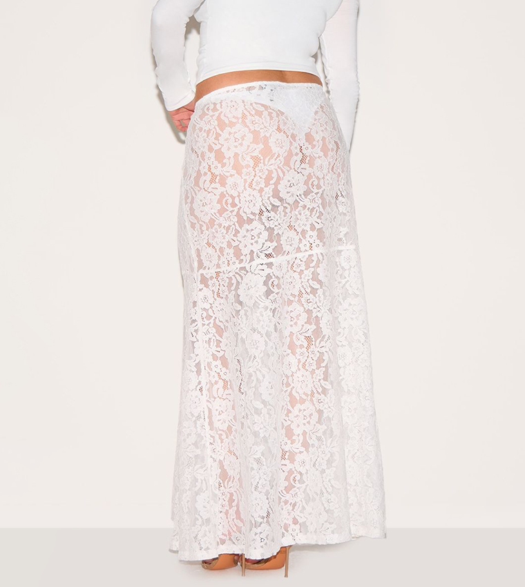 Curve Floral Lace Sheer Maxi Skirt