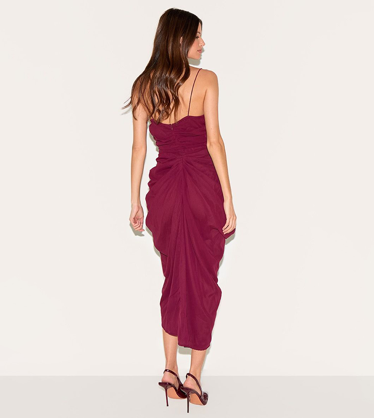 فستان ميدي شيفون مزموم