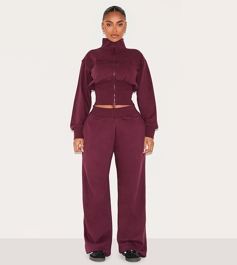 Curve Elastic Detail Wide Leg Sweatpants