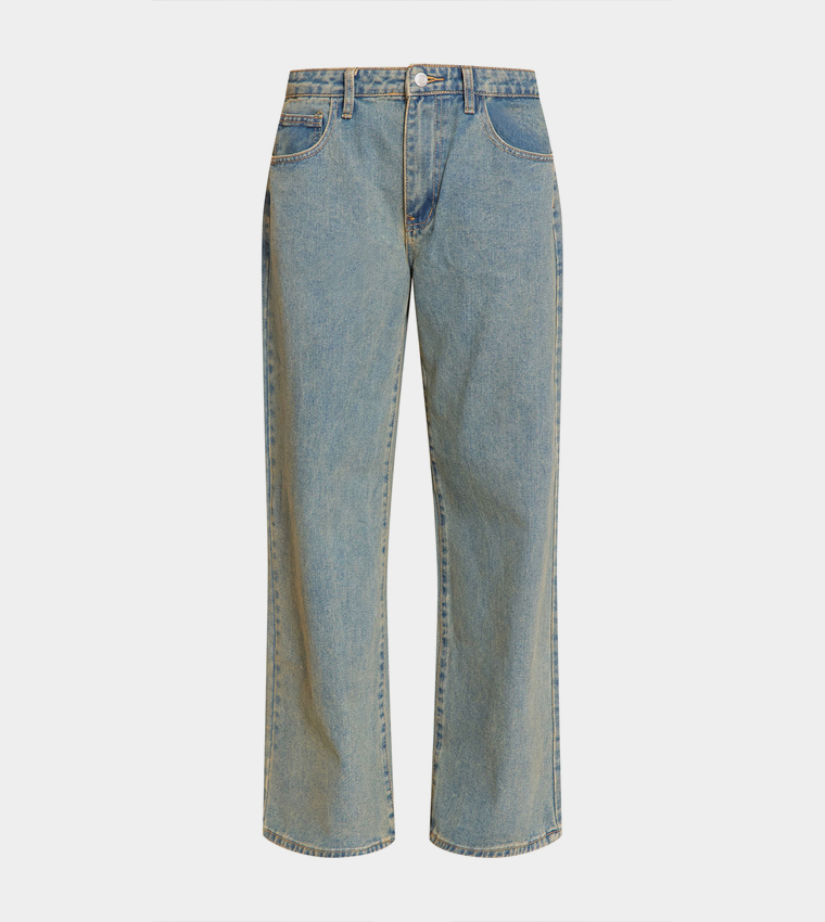 Vintage Wash Low Rise Wide Leg Jeans