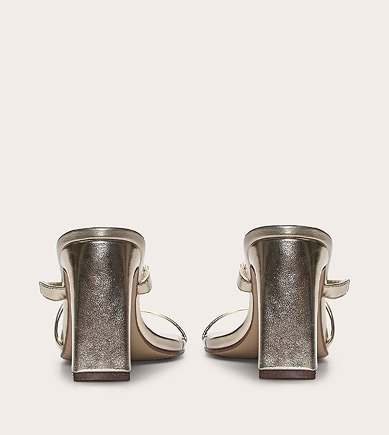 PU Square Toe Thin Block Heel Sandals