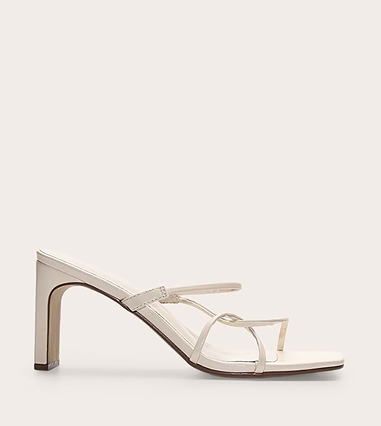 PU Square Toe Thin Block Heel Sandals