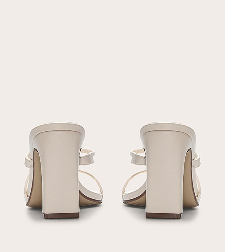 PU Square Toe Thin Block Heel Sandals