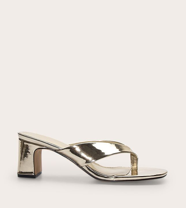 Square Toe Mid Block Heeled Sandals