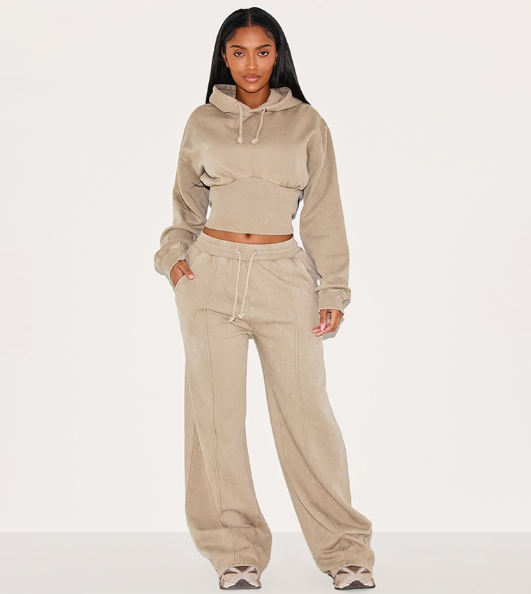 Shape Mocha Seam Detail Wide Leg Sweatpants