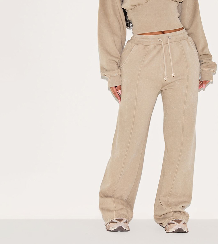Shape Mocha Seam Detail Wide Leg Sweatpants