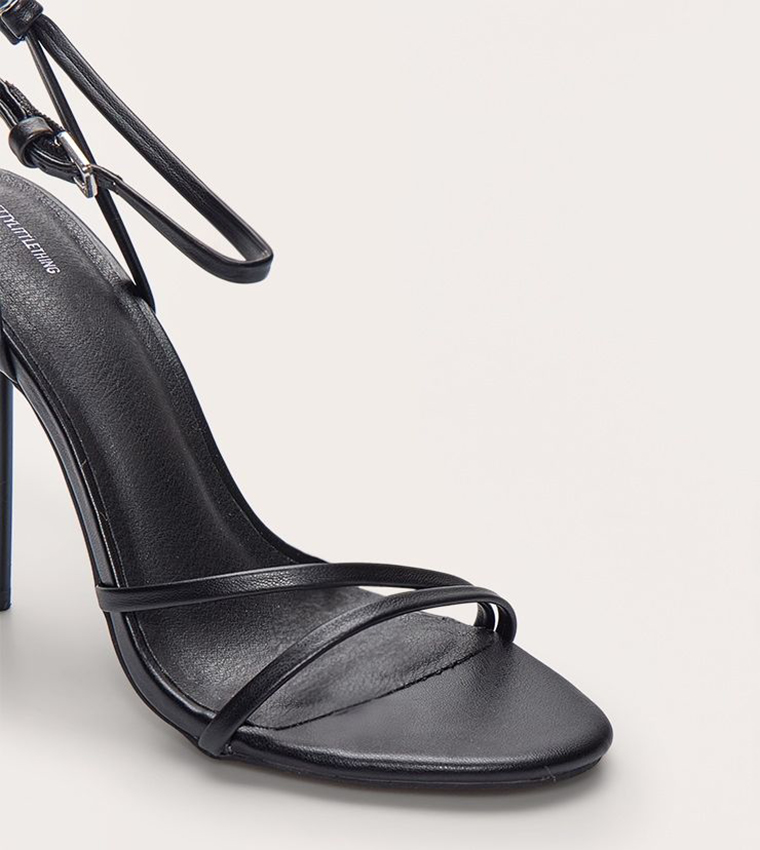 PU Round Toe High Stiletto Heeled Sandals
