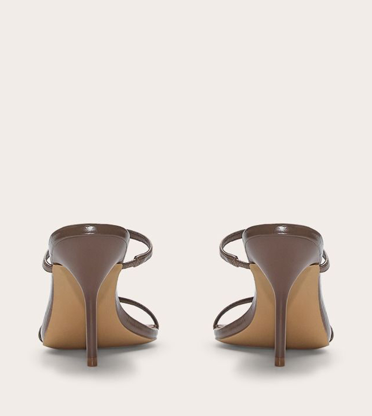PU Round Toe Strappy Heel Sandals