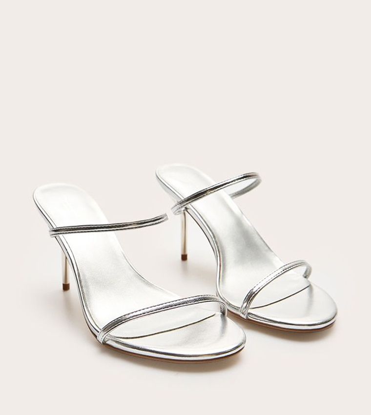 PU Round Toe Strappy Stiletto Heeled Sandals