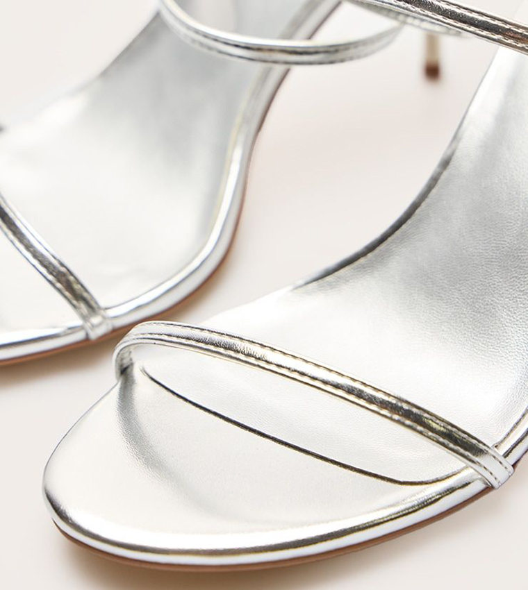 PU Round Toe Strappy Stiletto Heeled Sandals