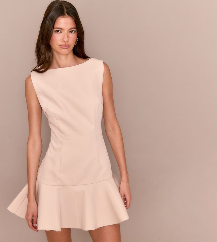 Premium Racer Ruffled Hem Bodycon Dress